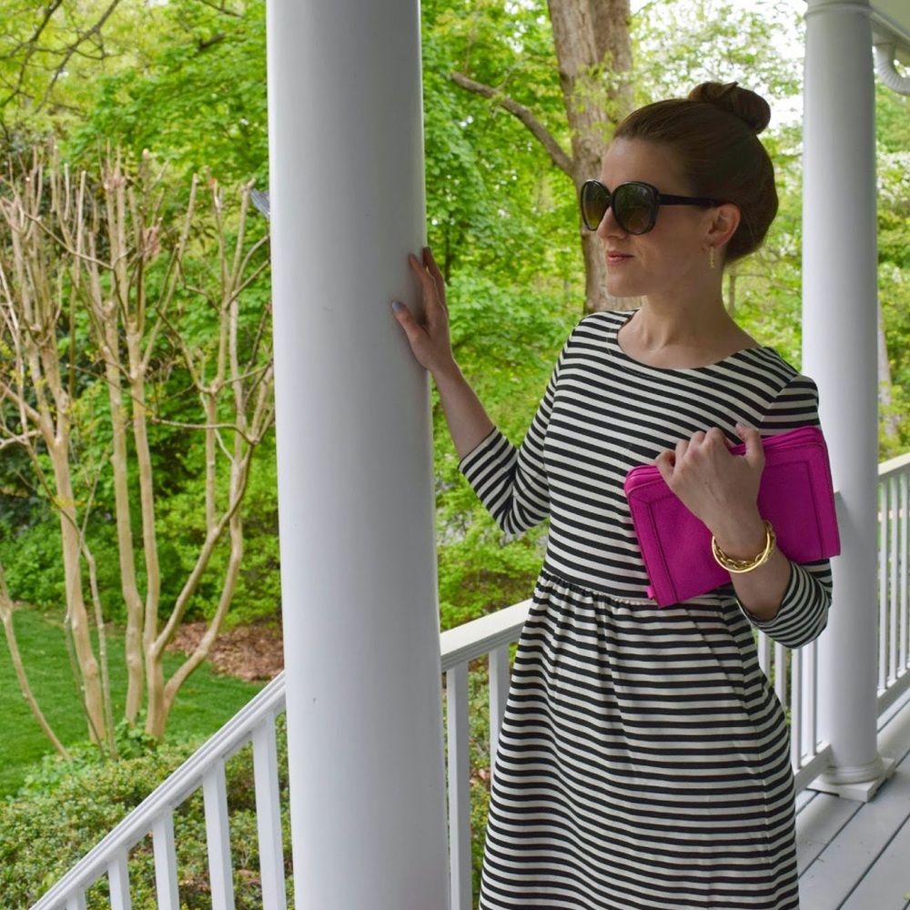 J.Crew Black and White Strip Dress
